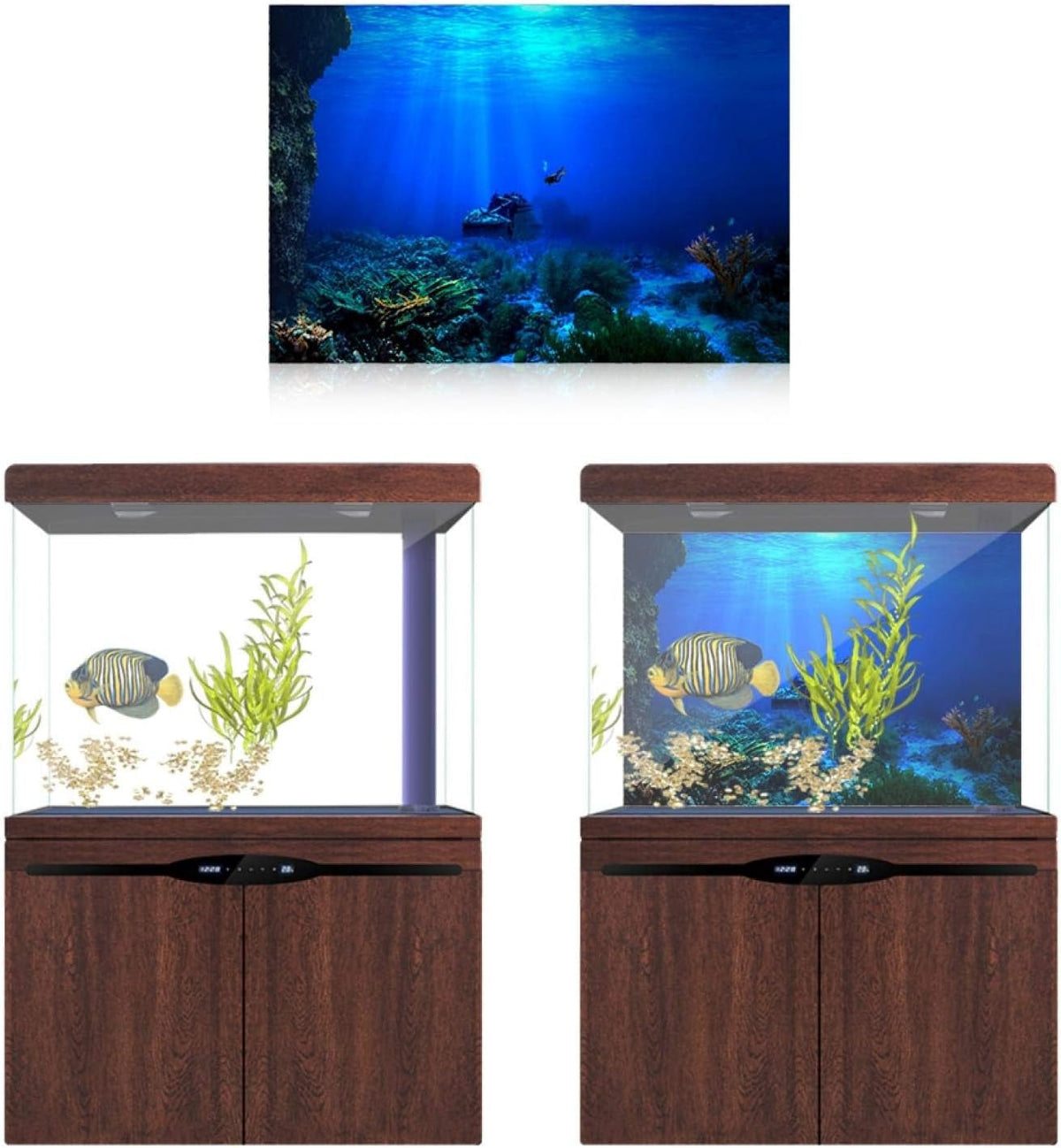 Static Cling Aquarium Background Poster, 24 x 12 in