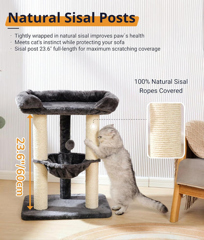 28 in Cat Tree with Window Perch, Hammock and Scratching Post