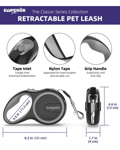 16 ft Heavy-Duty Retractable Dog Leash, up to 110 lb
