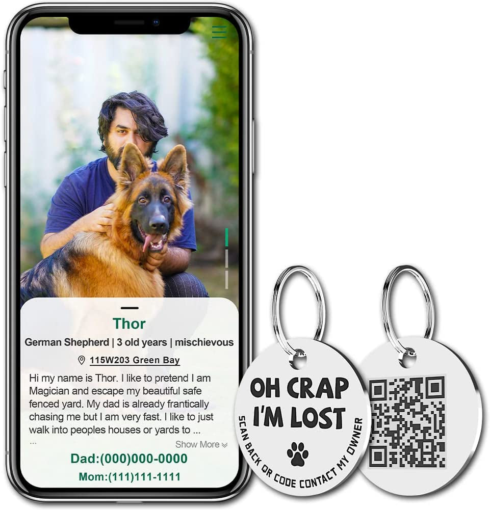 Stainless Steel QR Code Pet ID Tag