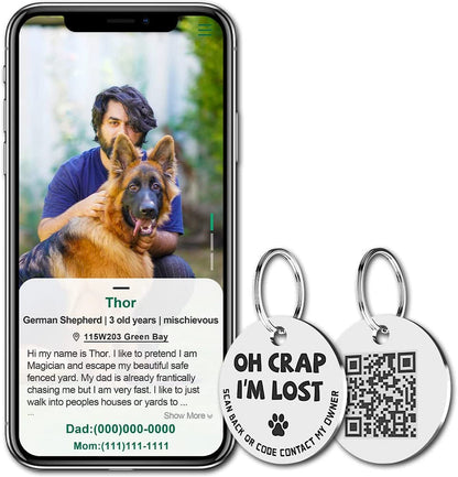 Stainless Steel QR Code Pet ID Tag