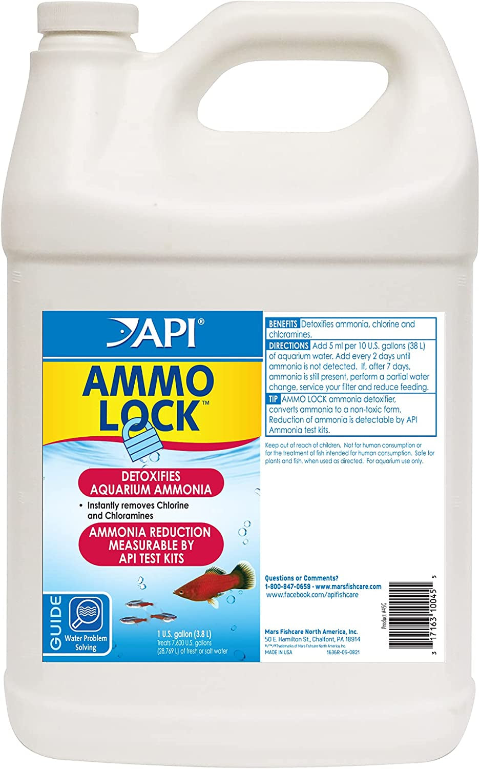 API AMMO-LOCK 1 Gallon freshwater and saltwater aquarium ammonia detoxifier bottle