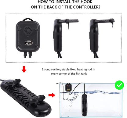 Submersible Aquarium Heater, 800 or 1200 W