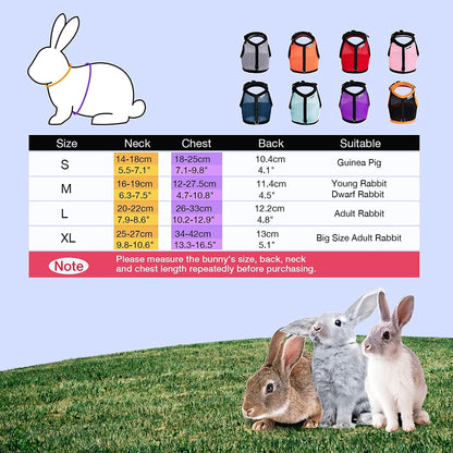 Adjustable Soft Rabbit Harness with Elastic Leash, Medium