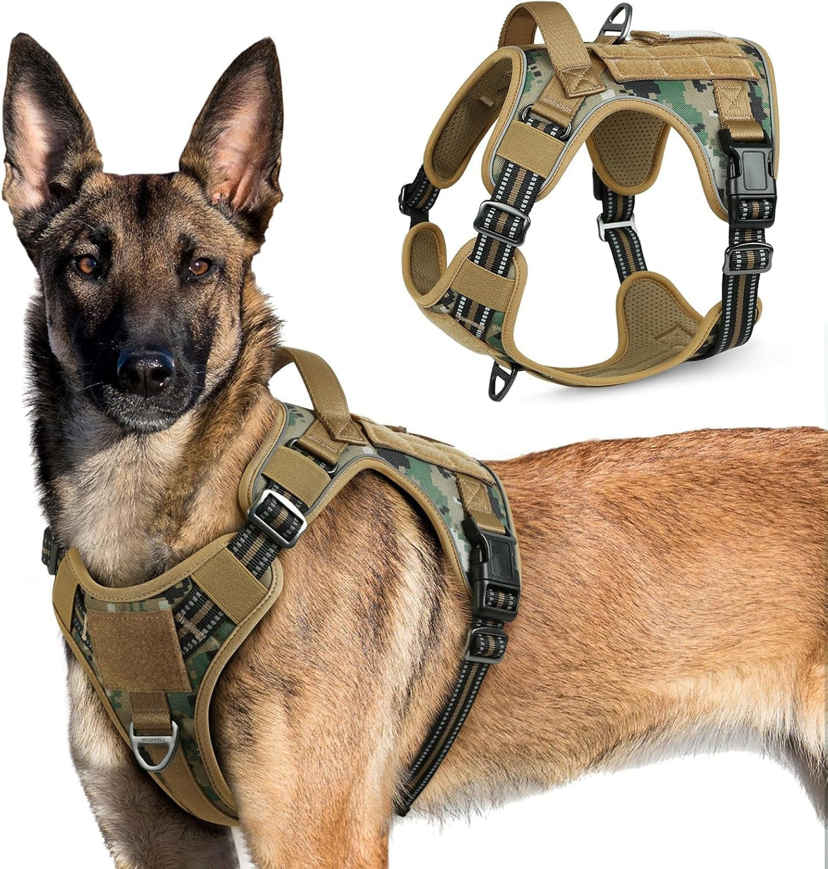 MOLLE Tactical No-Pull Dog Harness, Medium to Large