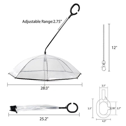 Dog Umbrella with Flexible Handle and Lead