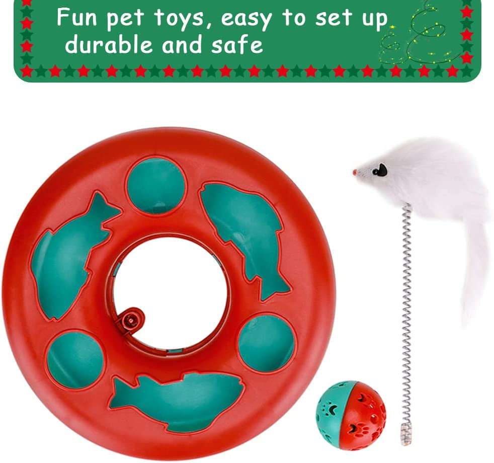 Interactive Cat Toy Set, Track Tower with Mouse and Balls