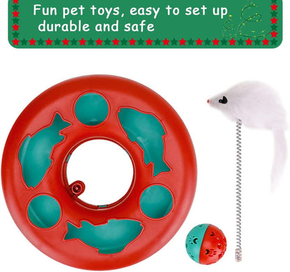 Interactive Cat Toy Set, Track Tower with Mouse and Balls