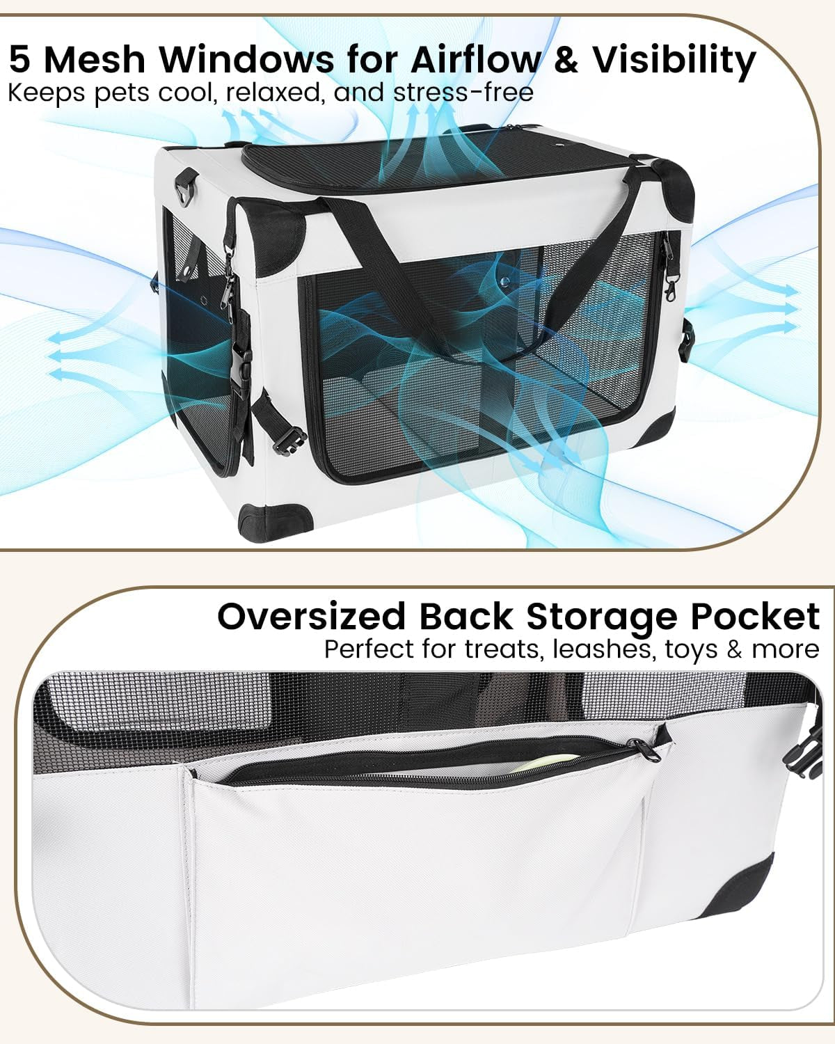 Large Soft-Sided Cat Carrier for 2 Cats, Up to 55 lbs