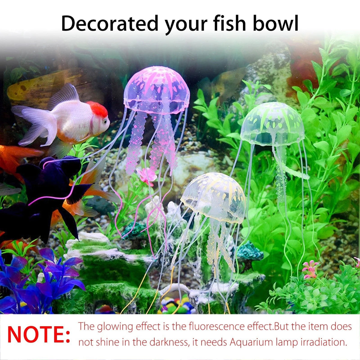 Glowing Jellyfish Aquarium Decorations, 4 Pack