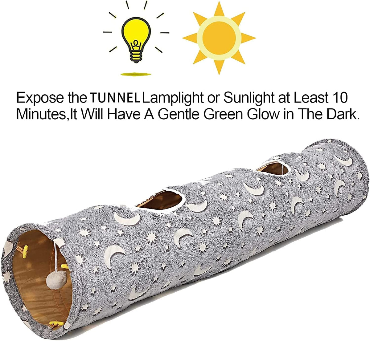 Collapsible Cat Tunnel Tube with Plush Balls, 47 in