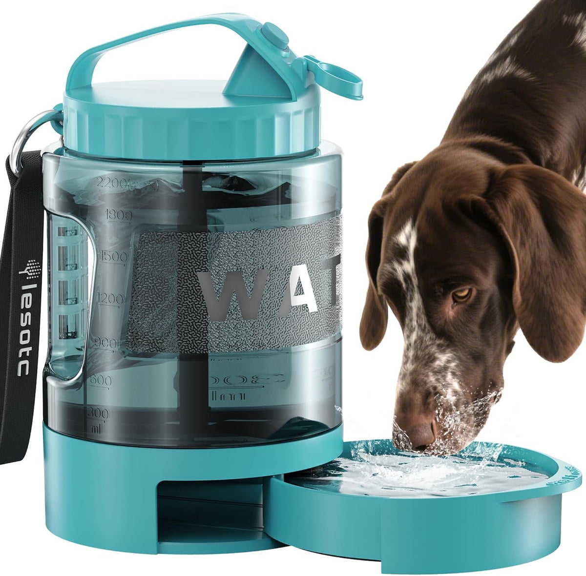 77 oz Dog Travel Water Bottle with Pull-Out Bowl