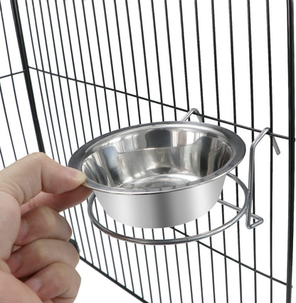 Stainless Steel Hanging Cage Bowls for Birds, Small