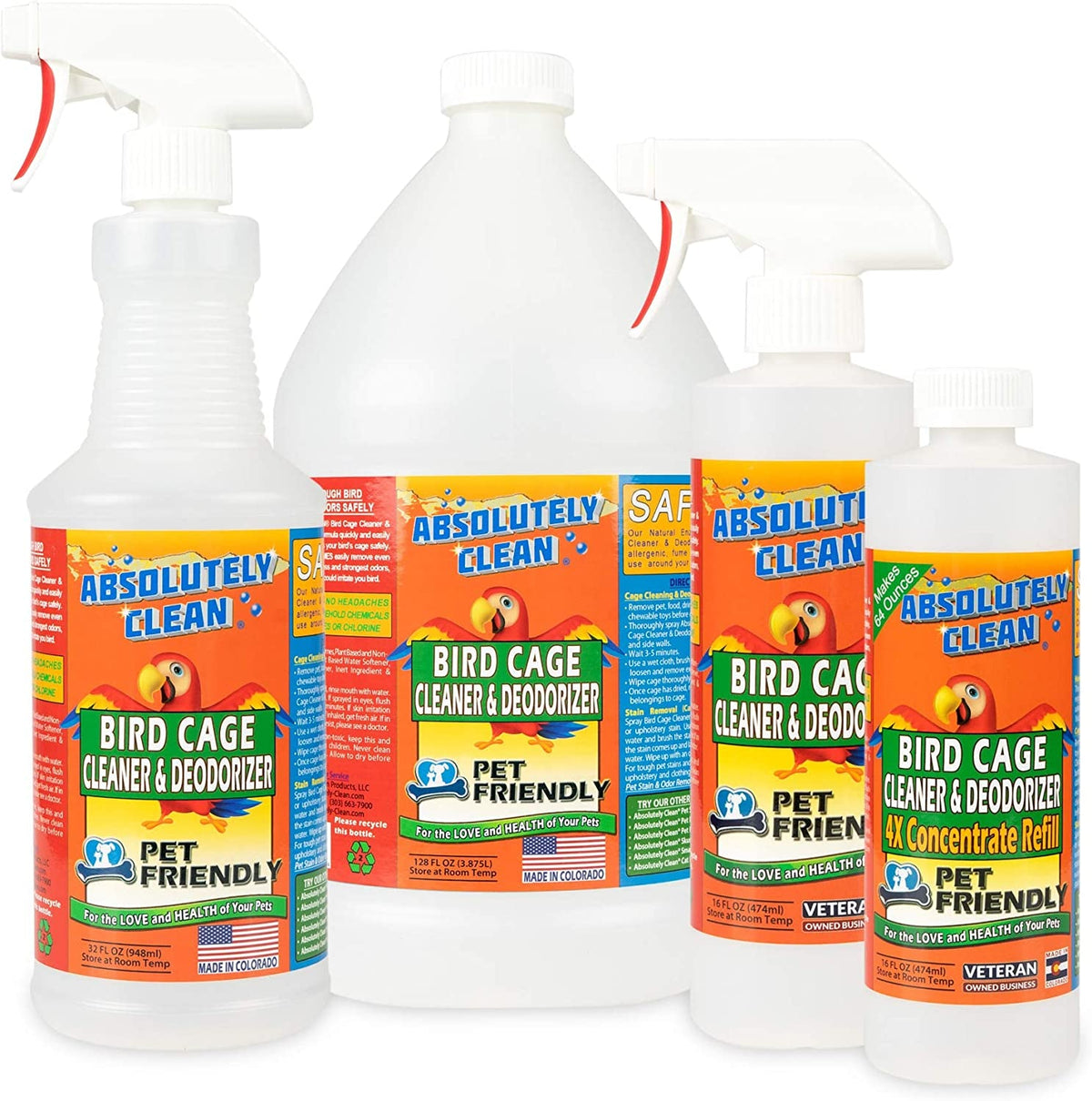 Bird Cage Cleaner and Deodorizer Concentrate, 16 oz