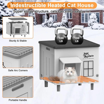 Double-wall plastic cat house structure and carry handle