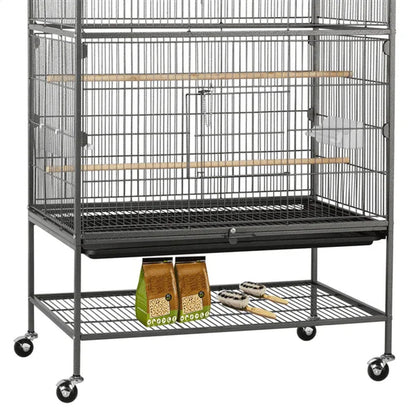 52 in Rolling Bird Cage with 3 Perches and 4 Feeders