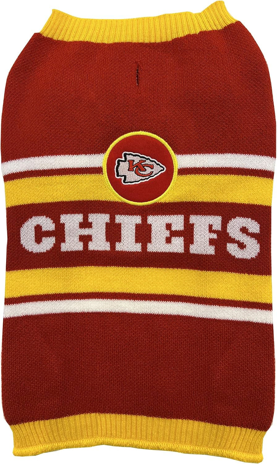 Kansas City Chiefs knit dog sweater
