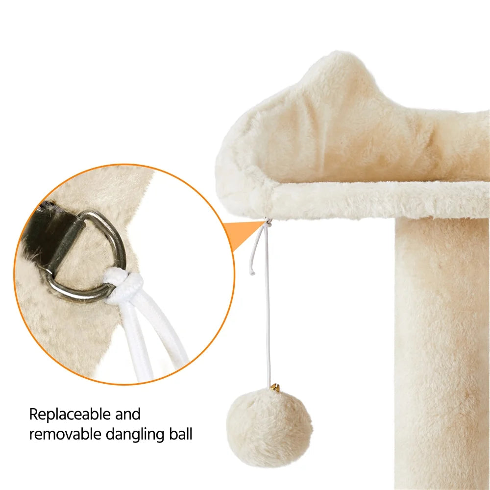 70 in Double Condo Cat Tree with Scratching Posts, Cream