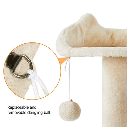 70 in Double Condo Cat Tree with Scratching Posts, Cream