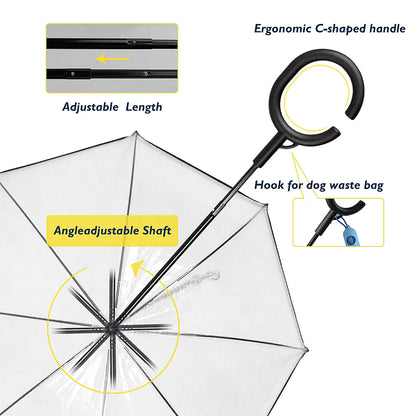 Dog Umbrella with Flexible Handle and Lead