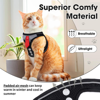 Breathable padded air mesh of cat harness