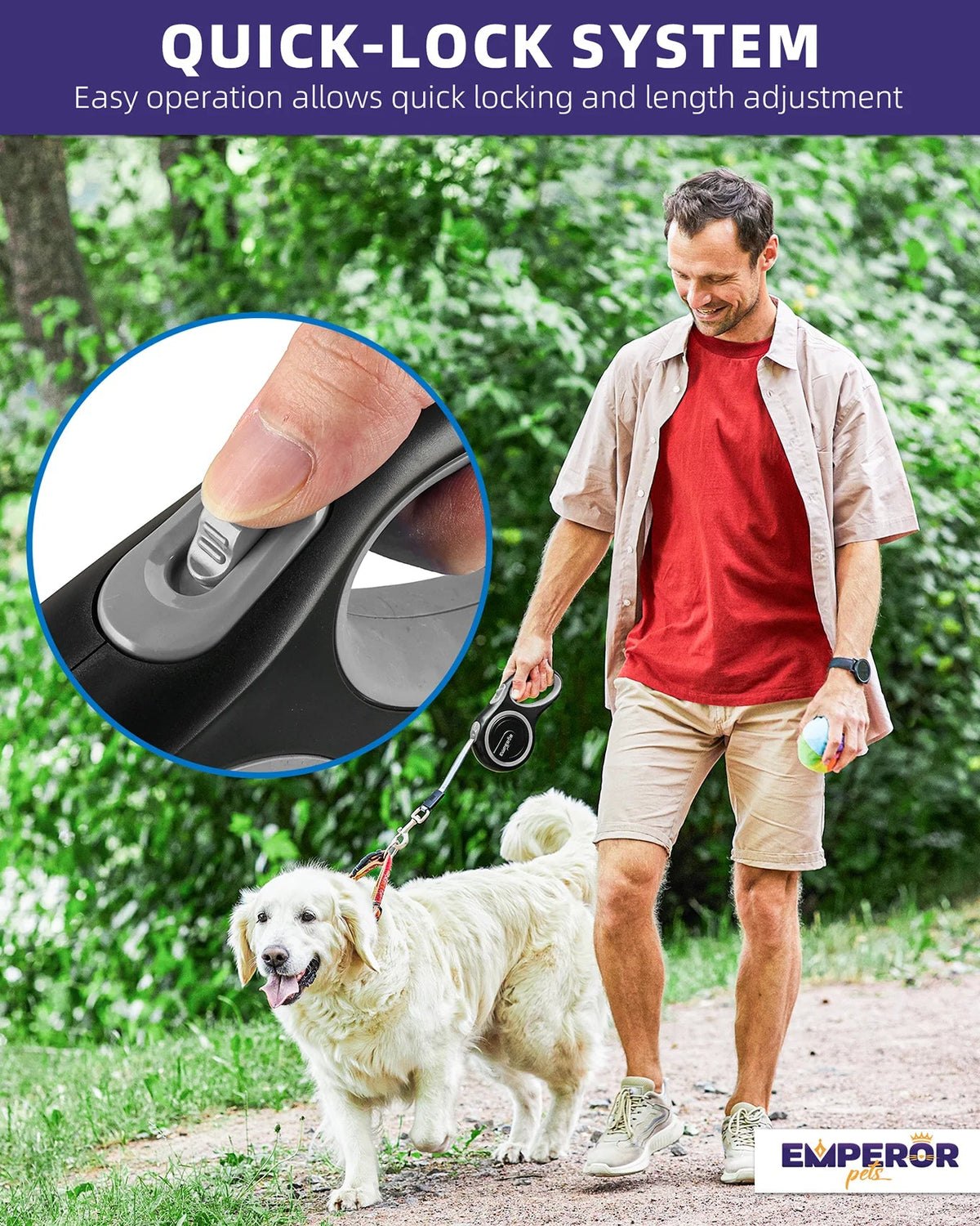 16 ft Heavy-Duty Retractable Dog Leash, up to 110 lb