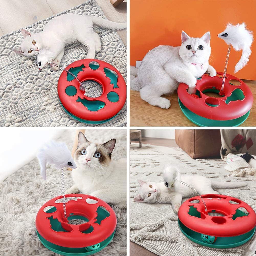 Interactive Cat Toy Set, Track Tower with Mouse and Balls