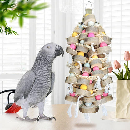 Natural Wood and Cotton Parrot Toy Bundle, 2 Pack