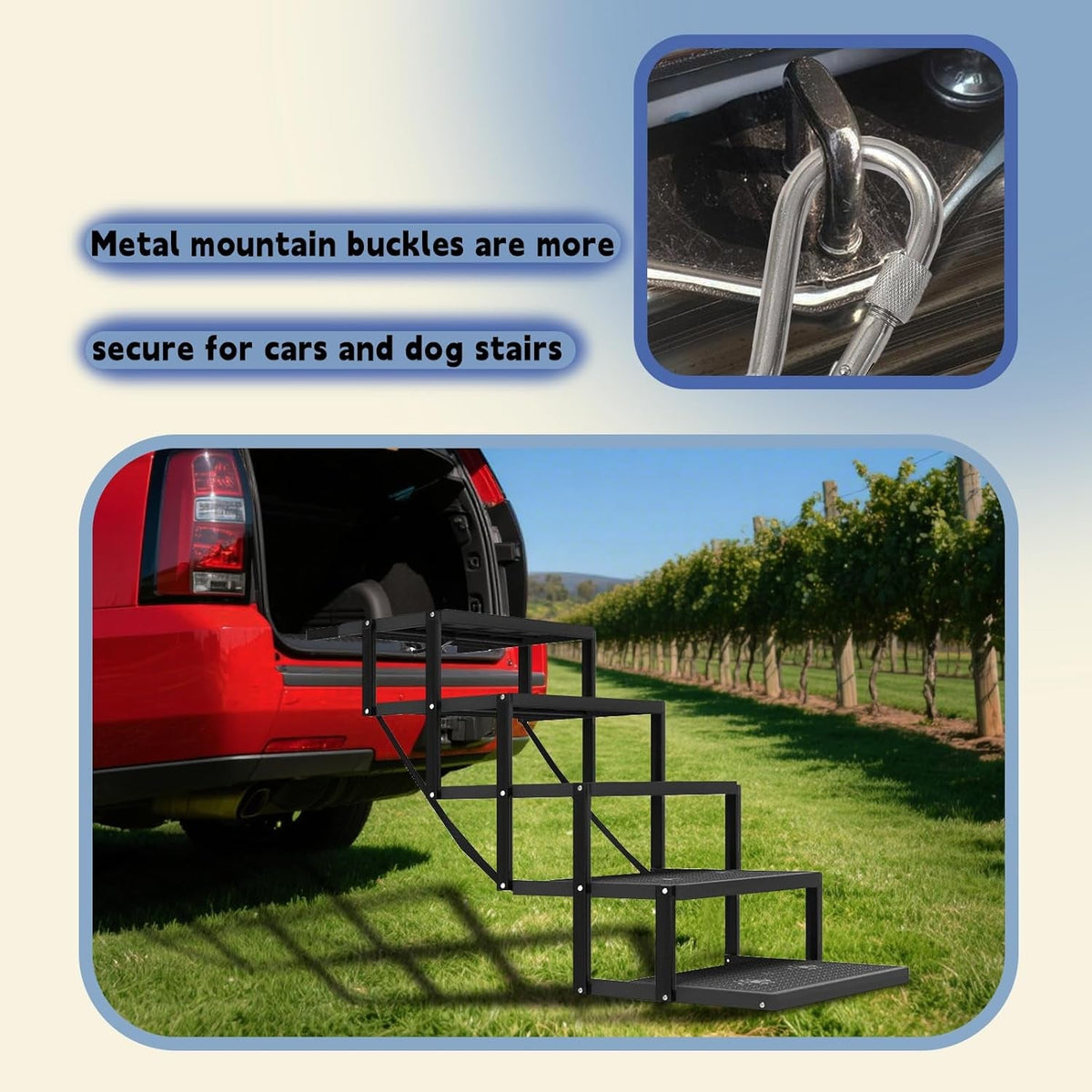 5-Step Folding Dog Stairs for Cars and SUVs
