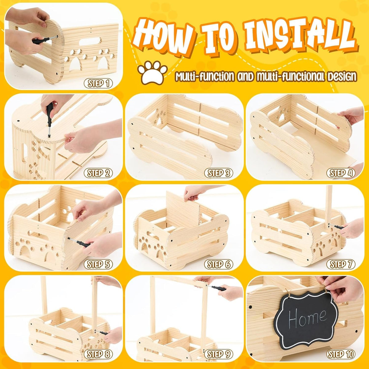 Wooden Dog Storage Organizer with Clothes Rack, 20 in