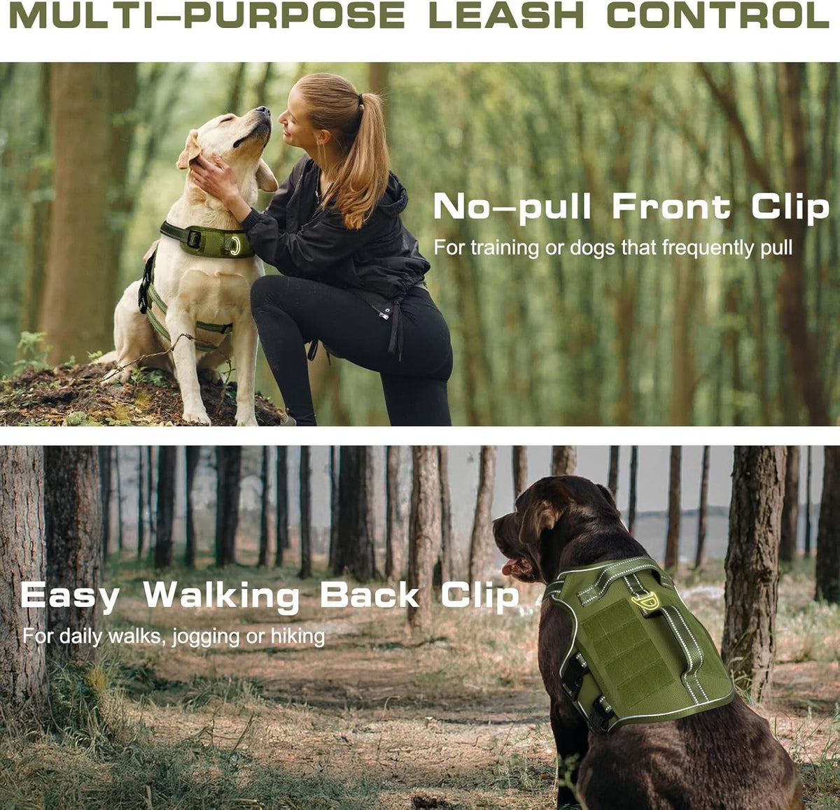 Heavy-Duty MOLLE Tactical Dog Harness, Medium to XL