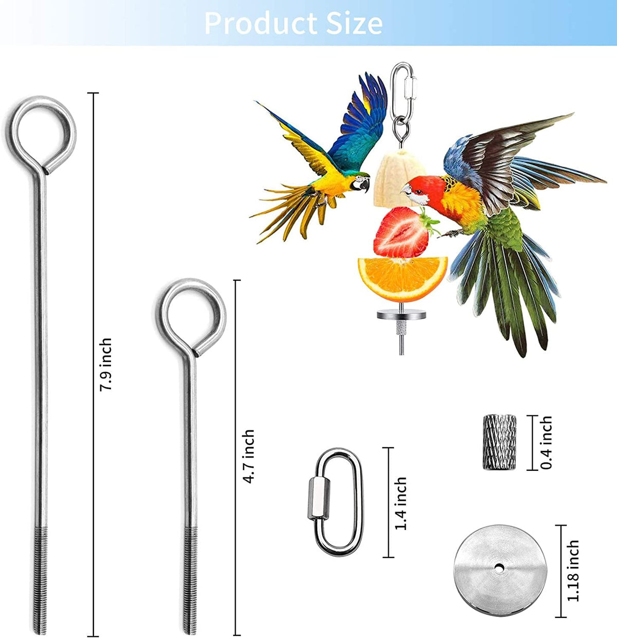 Stainless Steel Bird Food Skewers, 3 Pack