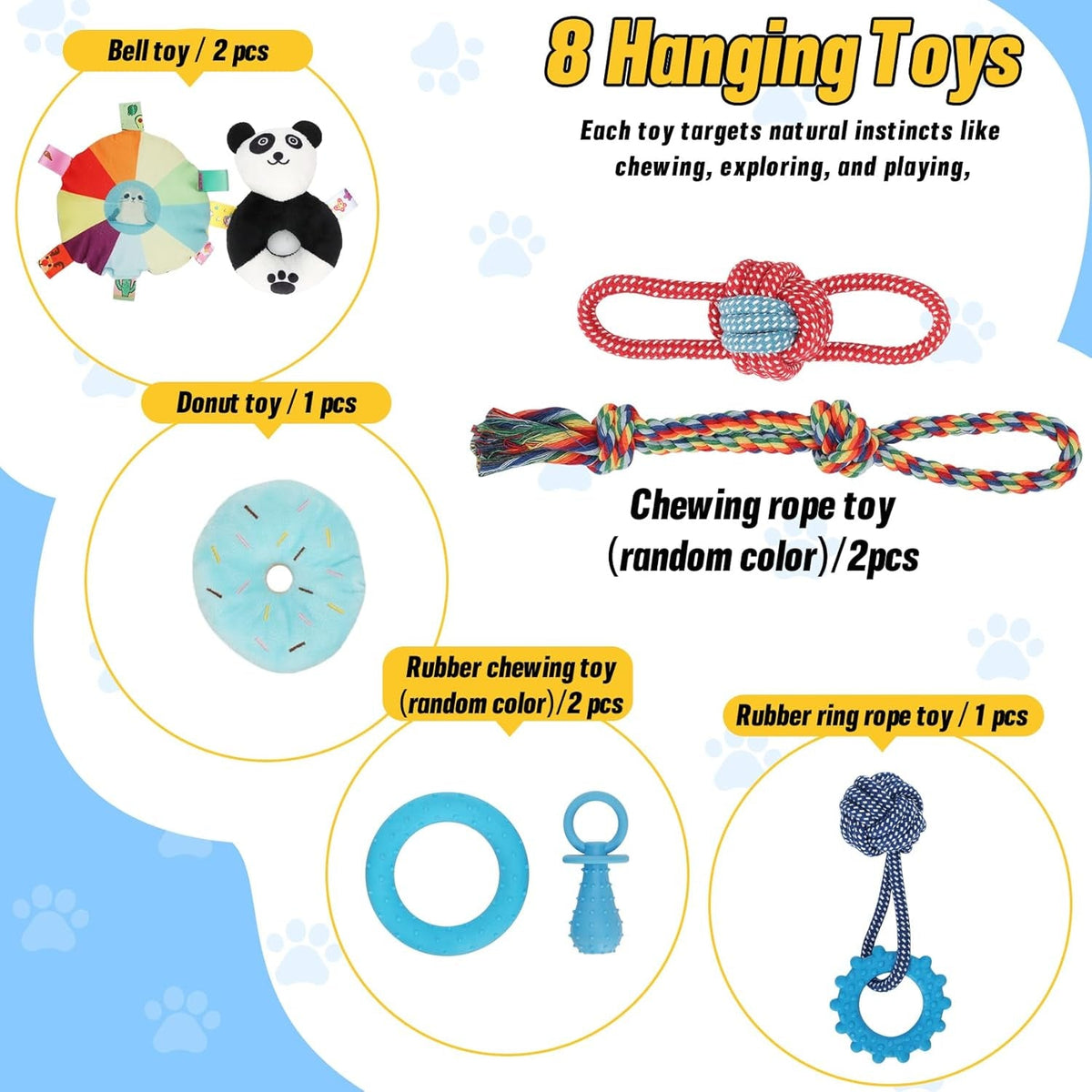 Indoor Puppy Play Gym with Hammock and 8 Toys