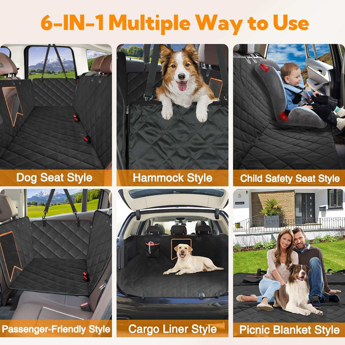 Waterproof Dog Back Seat Cover, 54 x 58 in