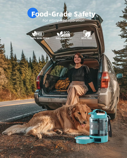 77 oz Dog Travel Water Bottle with Pull-Out Bowl