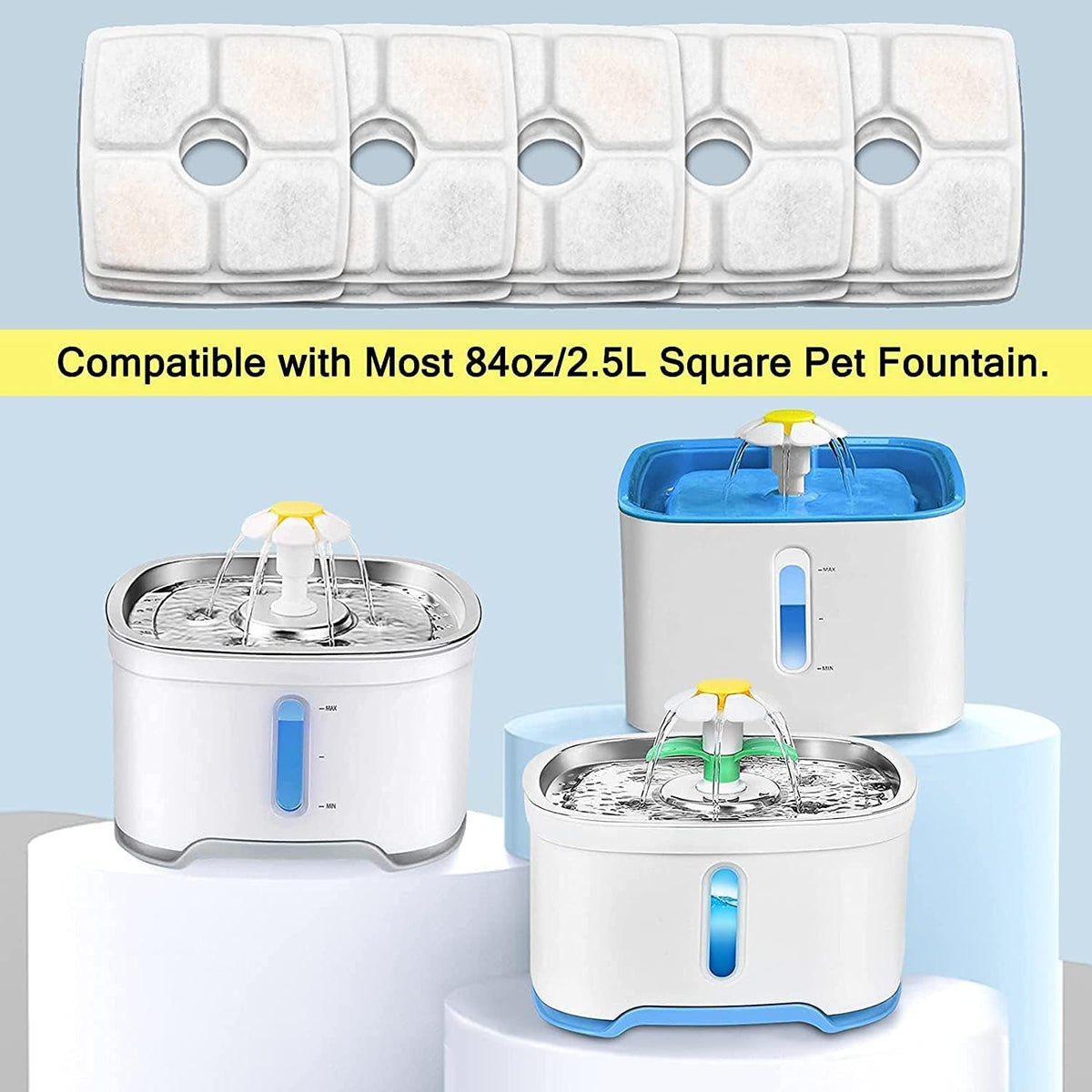Cat Water Fountain Replacement Filters, 10 Pack