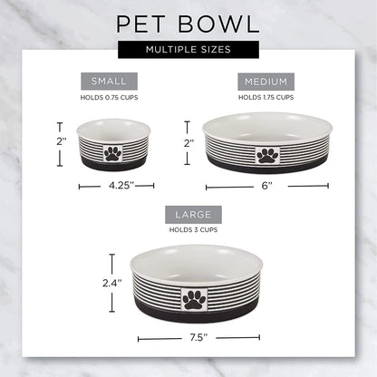 Ceramic Pet Bowl Set, Medium, 2 Piece, Gray