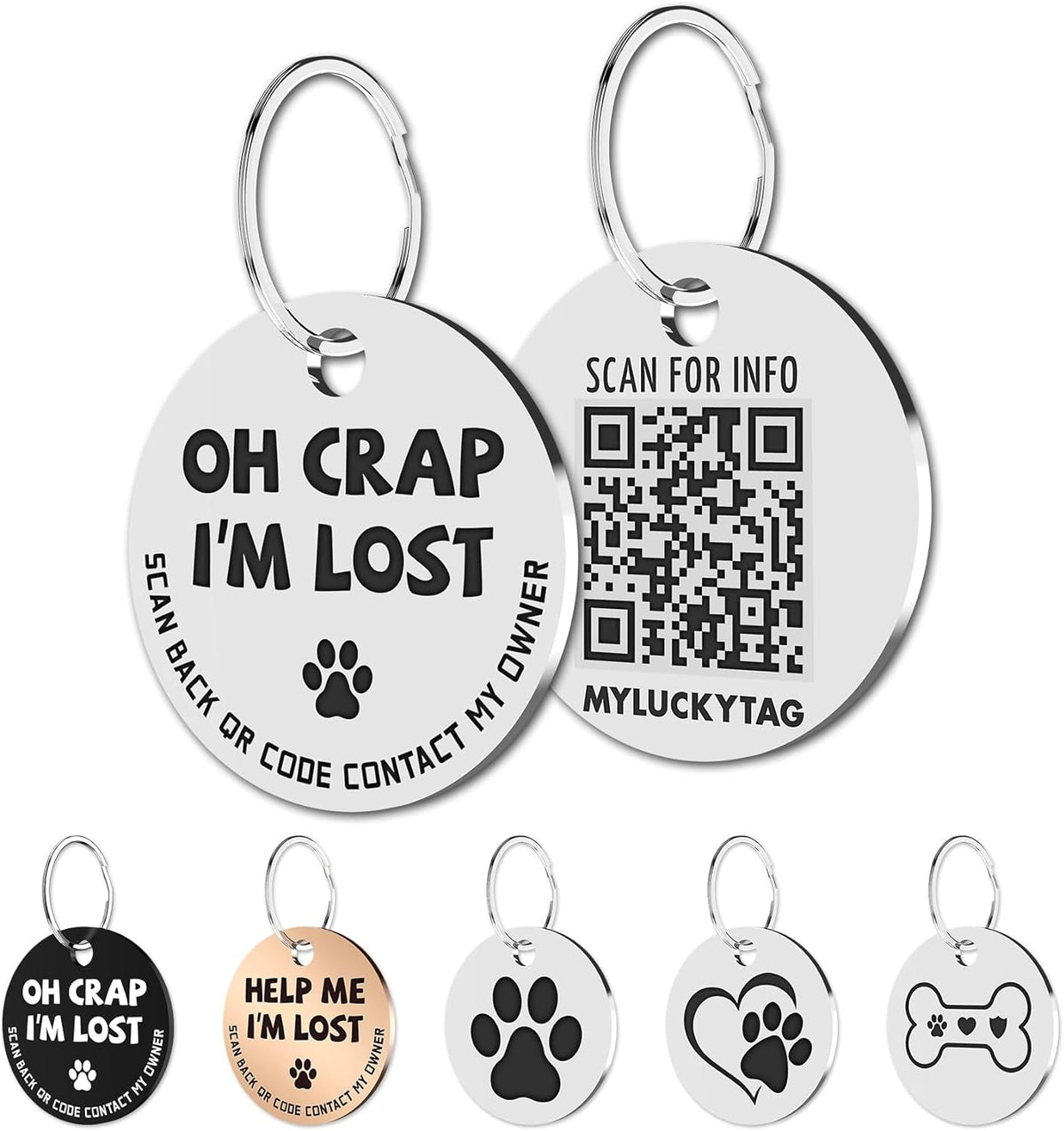 Stainless Steel QR Code Pet ID Tag