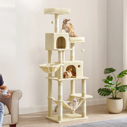 78 in Multi-Level Cat Tree with Condos and Scratching Posts