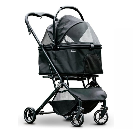 4-Wheel Foldable Pet Stroller with Removable Carrier, 33 lbs