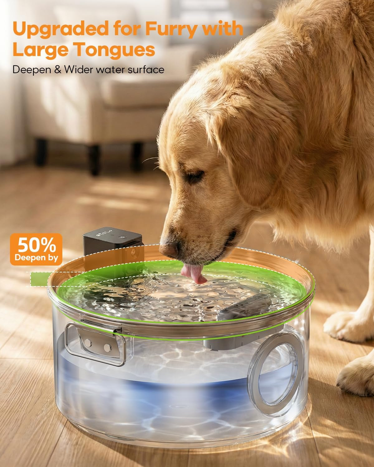 Wireless Stainless Steel Dog Fountain, 3.4 Gallon