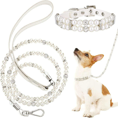 Pearl Dog Collar and Leash Set, 2 Pieces