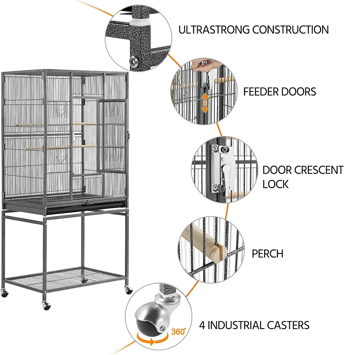 54 in Wrought Iron Play Stand for Large Parrots