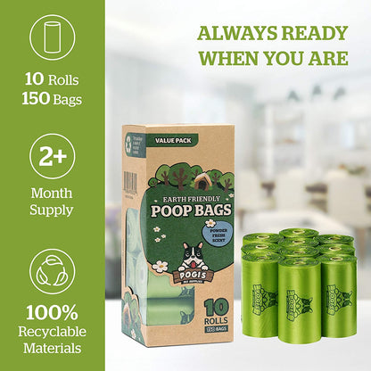 Extra Large Dog Poop Bags, 10 Rolls, 150 Bags
