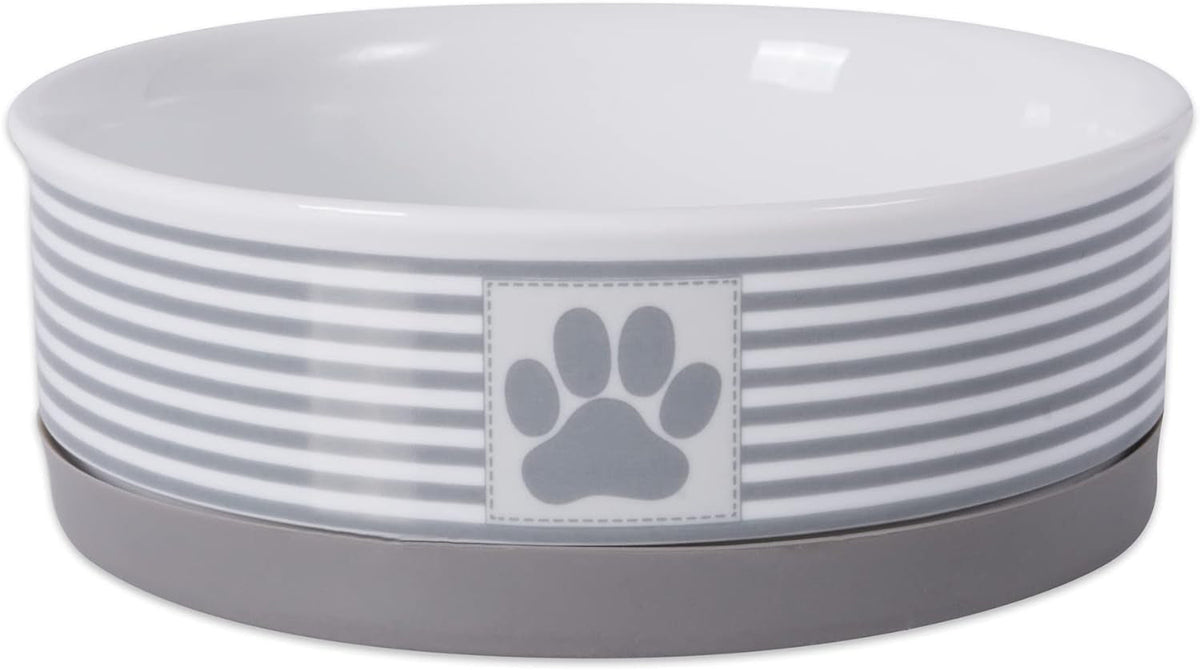 Ceramic Pet Bowl Set, Medium, 2 Piece, Gray