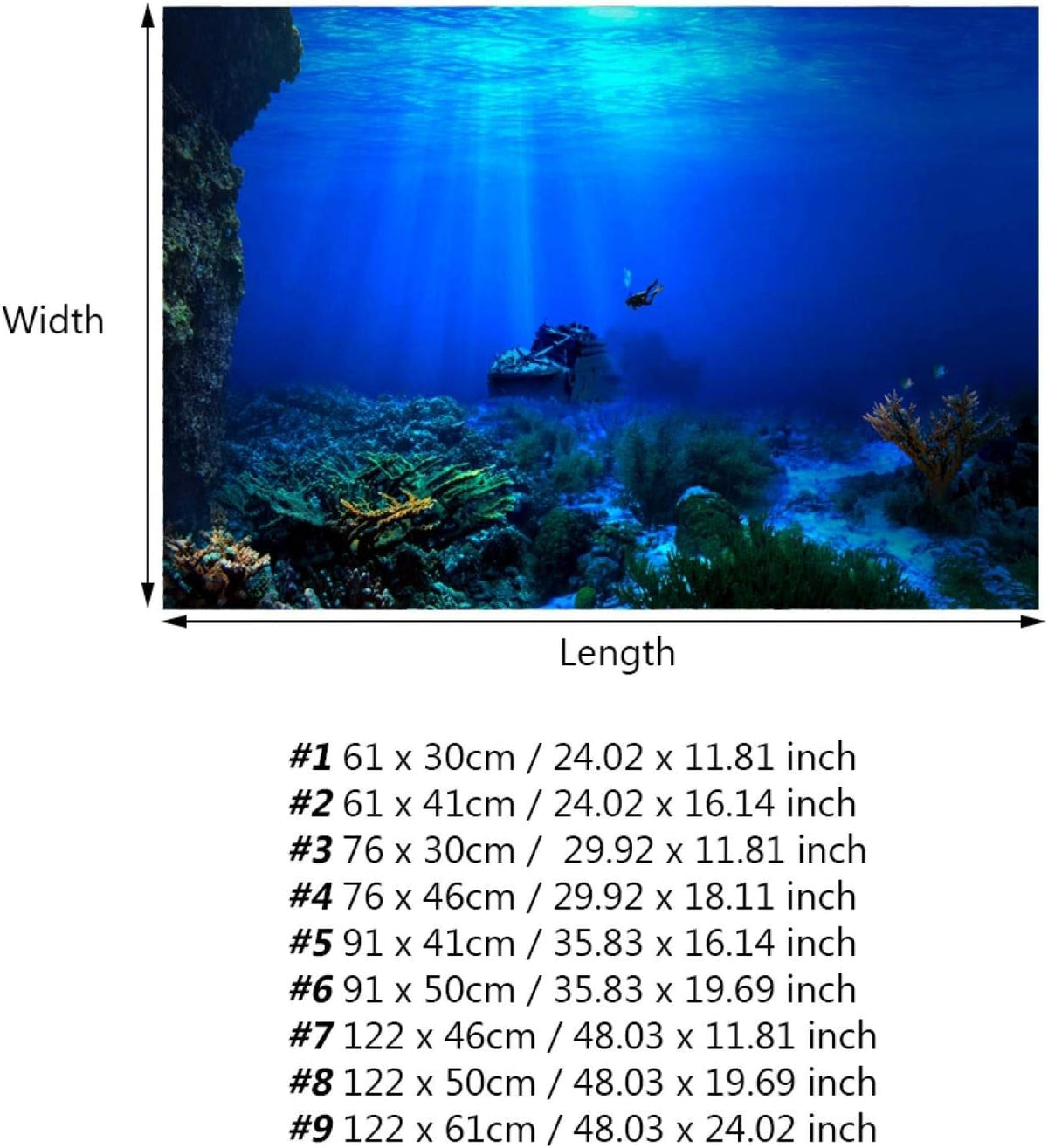 Static Cling Aquarium Background Poster, 24 x 12 in