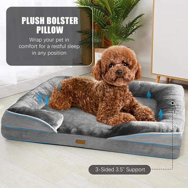 Orthopedic Bolster Dog Bed with Waterproof Liner