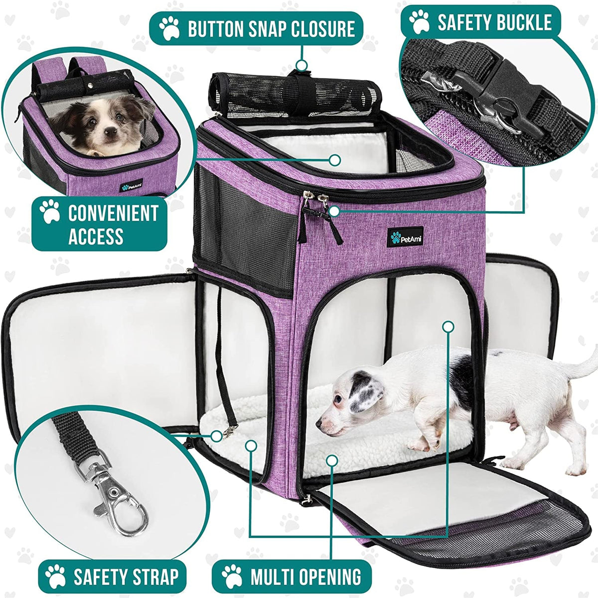 PetAmi Pet Carrier Backpack for Dogs and Cats