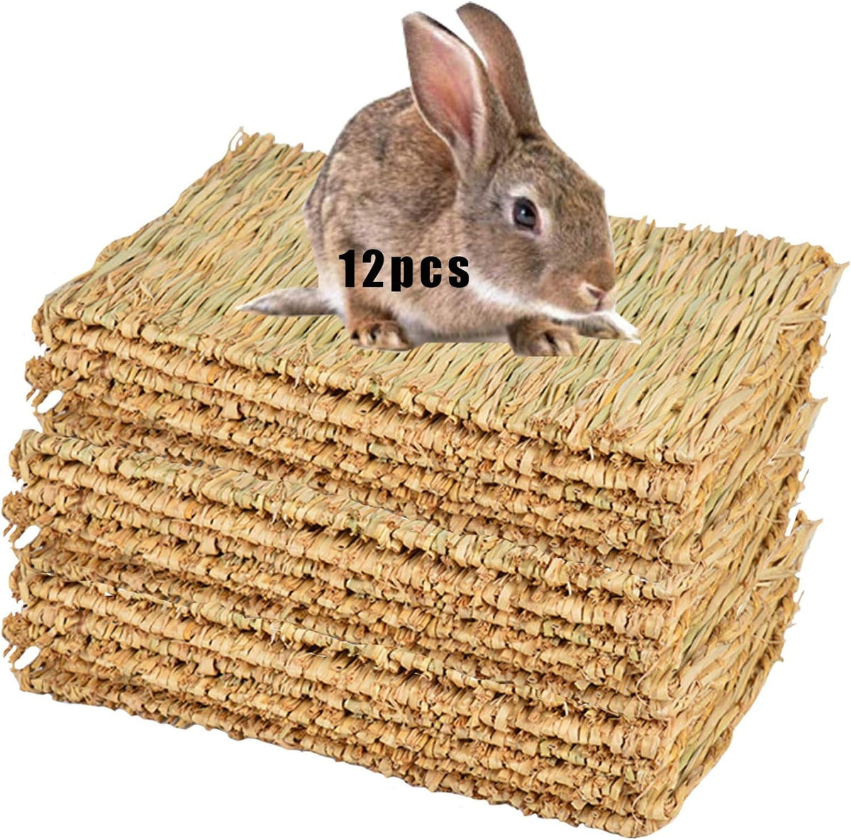 Hand-Woven Grass Chew Mats, 12 Pack