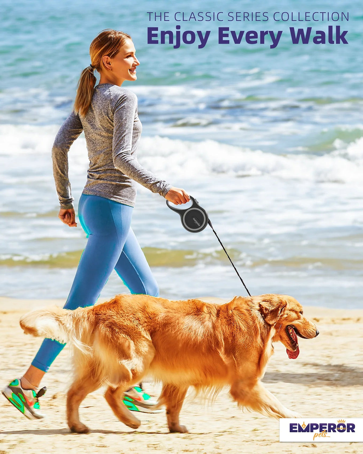 16 ft Heavy-Duty Retractable Dog Leash, up to 110 lb